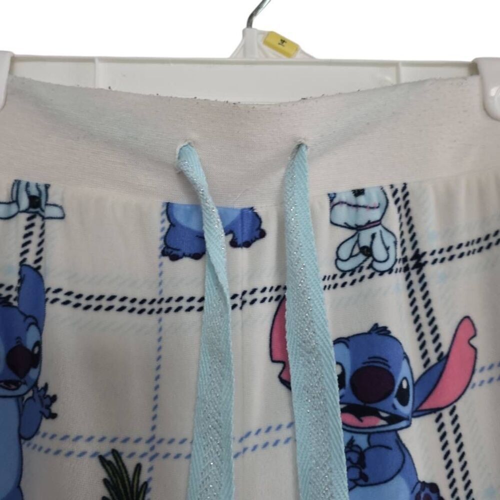 Disney Women's Size Small White Blue Stitch Soft Pajama Pants - Picture 4 of 6